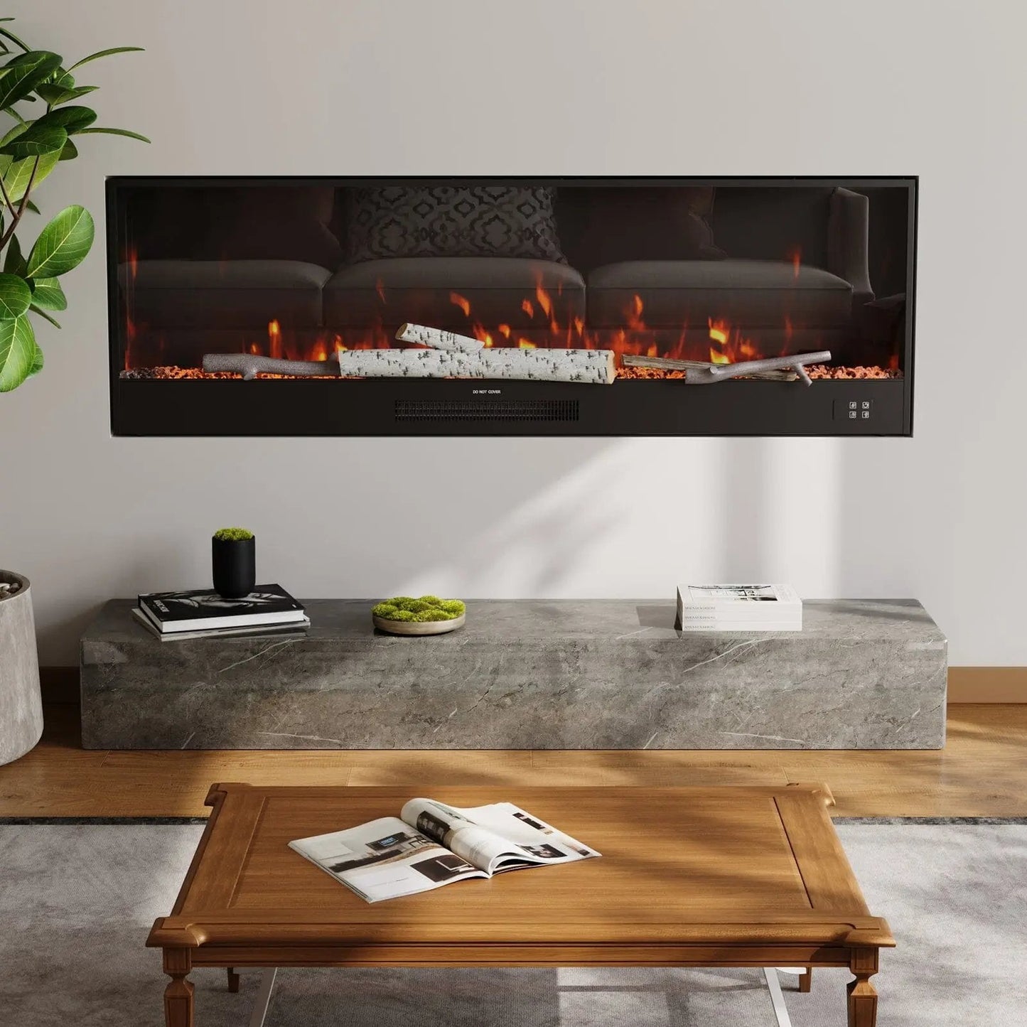 Smallbee 33/46/58inch WiFi Electric Fireplace with LED Display & Realistic Flame Effect - House Comfort
