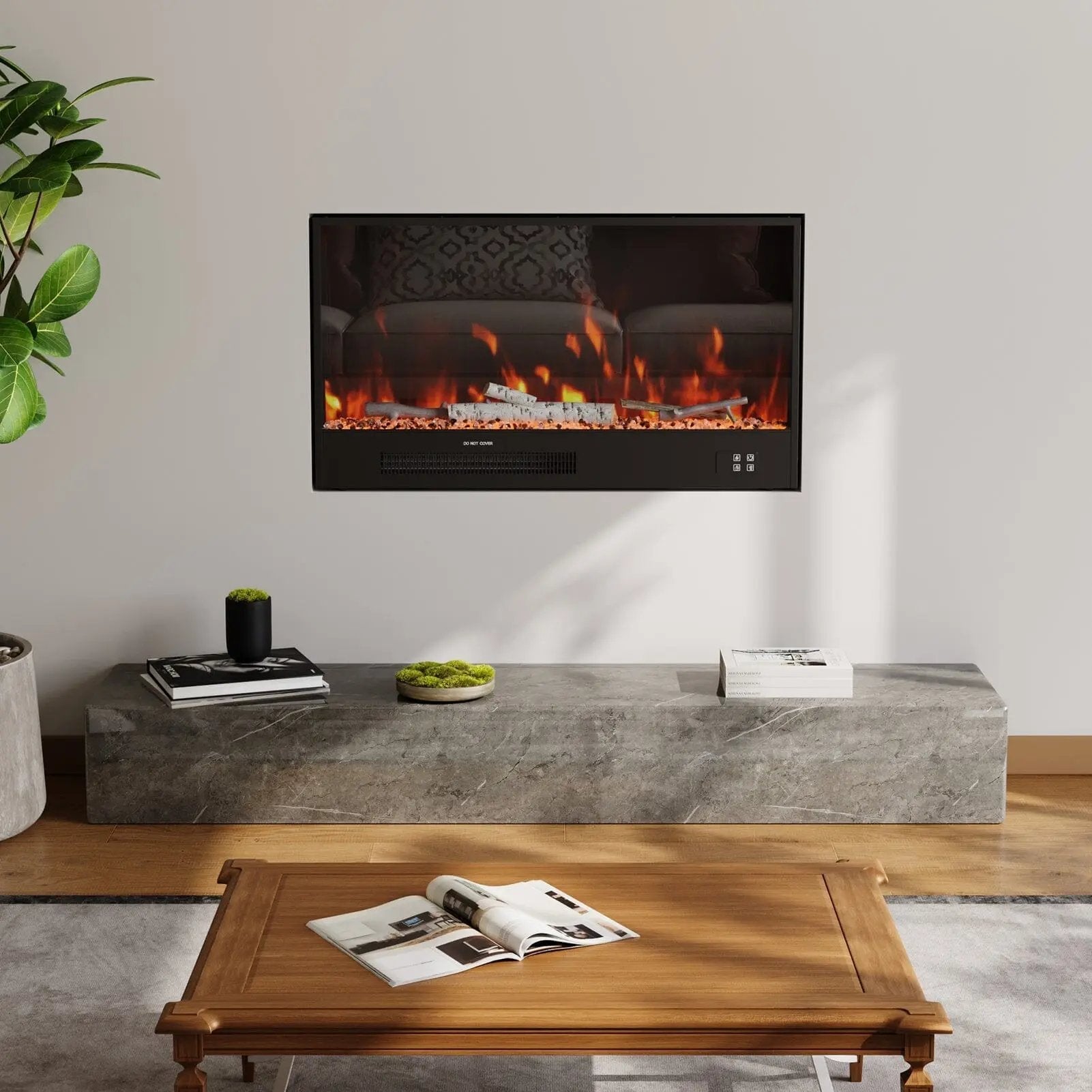 Smallbee 33/46/58inch WiFi Electric Fireplace with LED Display & Realistic Flame Effect - House Comfort