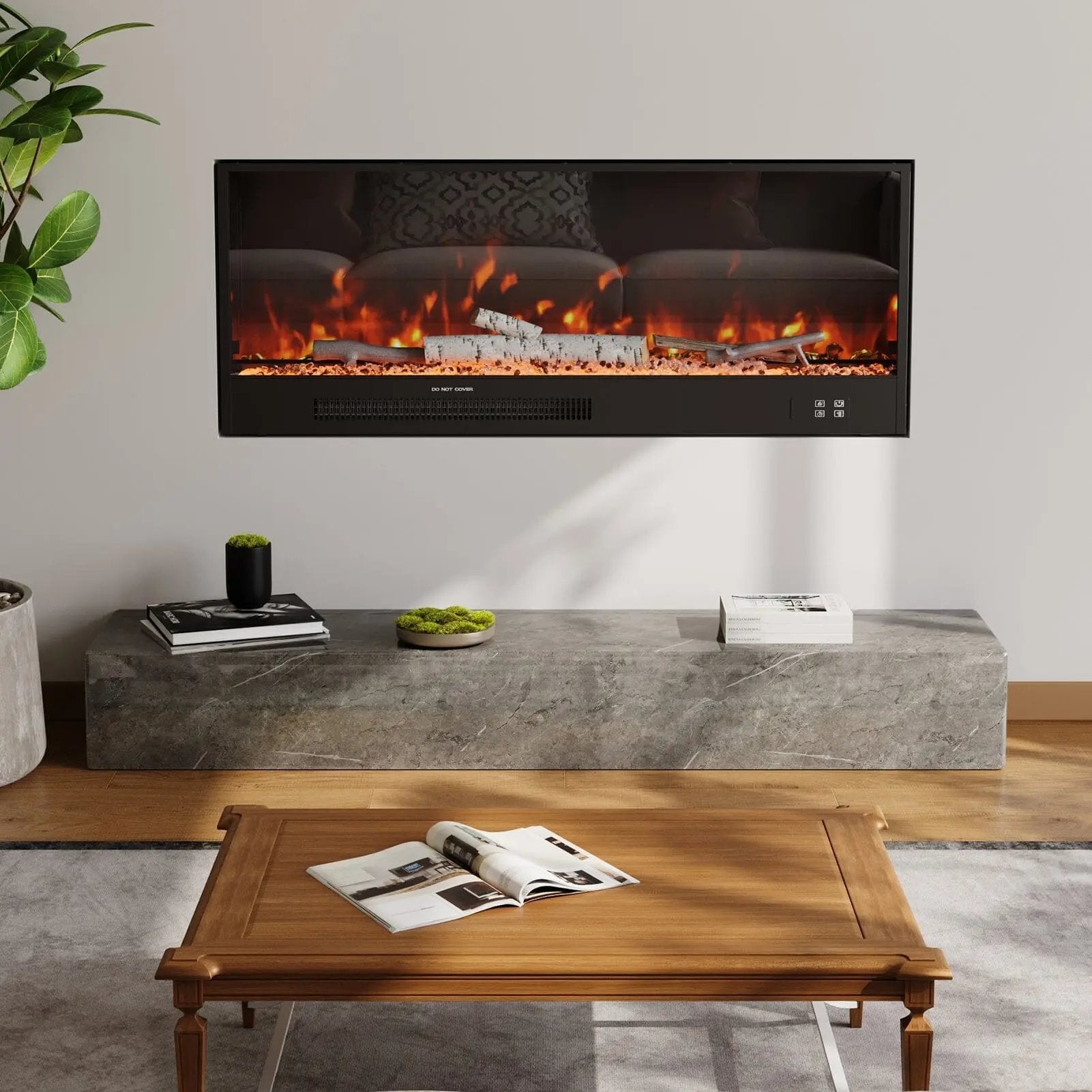 Smallbee 33/46/58inch WiFi Electric Fireplace with LED Display & Realistic Flame Effect - House Comfort
