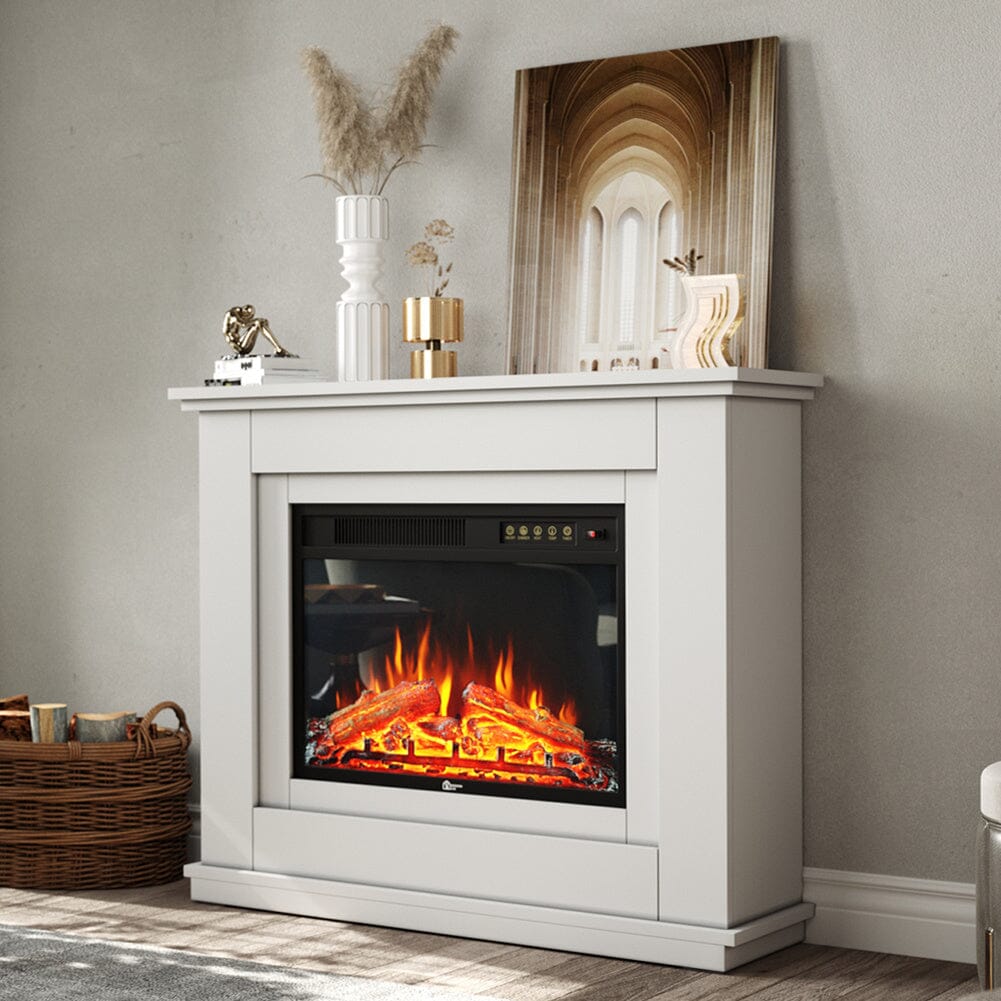 Smallbee Elegant 39 - Inch Freestanding Electric Fireplace Suite with Wooden Mantel - House Comfort
