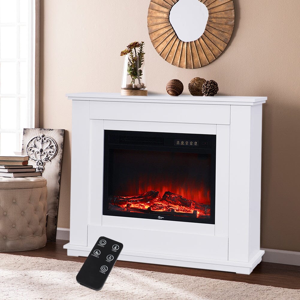 Smallbee Elegant 39 - Inch Freestanding Electric Fireplace Suite with Wooden Mantel - House Comfort