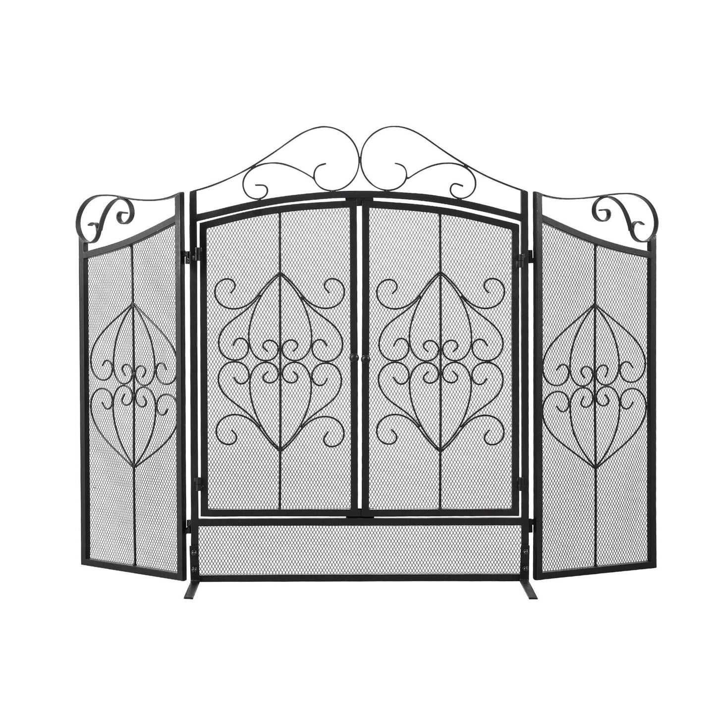 Smallbee Iron Fireplace Screen Black Powder - Coated – 114.7x84x16.5cm - House Comfort