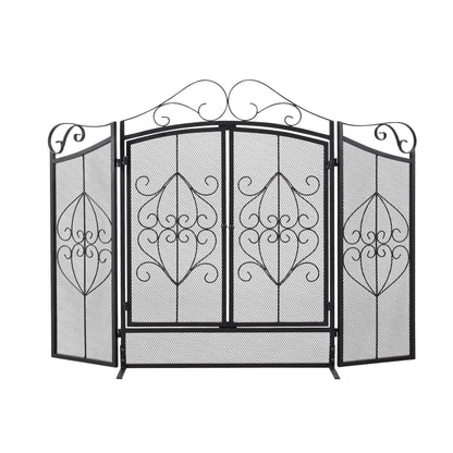 Smallbee Iron Fireplace Screen Black Powder - Coated – 114.7x84x16.5cm - House Comfort