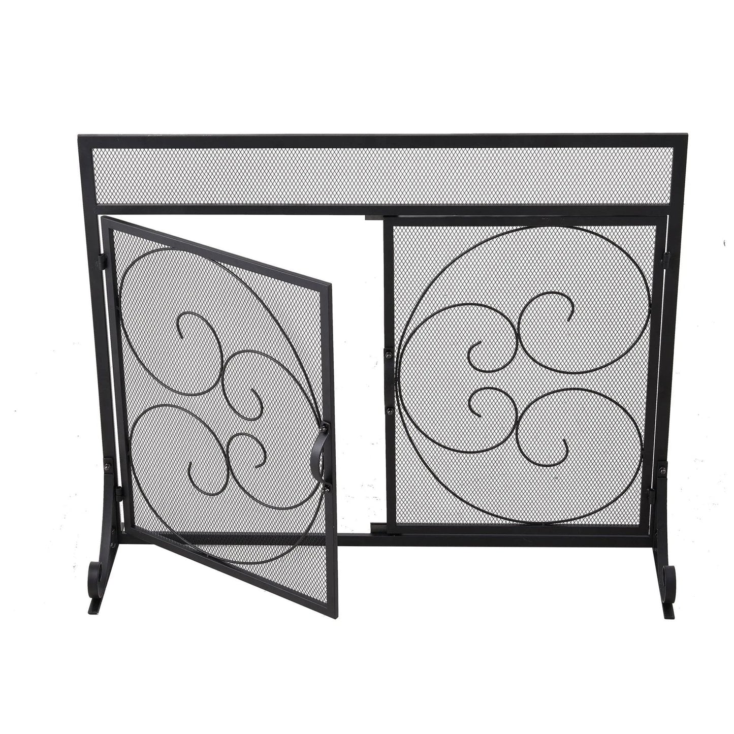 Smallbee Iron Fireplace Screen Black Powder - Coated – 89x25x71.5cm - House Comfort