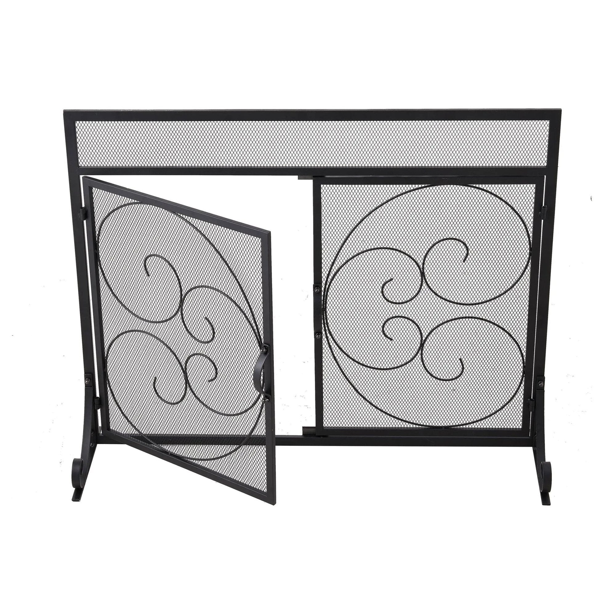 Smallbee Iron Fireplace Screen Black Powder - Coated – 89x25x71.5cm - House Comfort