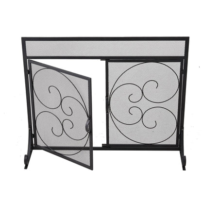 Smallbee Iron Fireplace Screen Black Powder - Coated – 89x25x71.5cm - House Comfort
