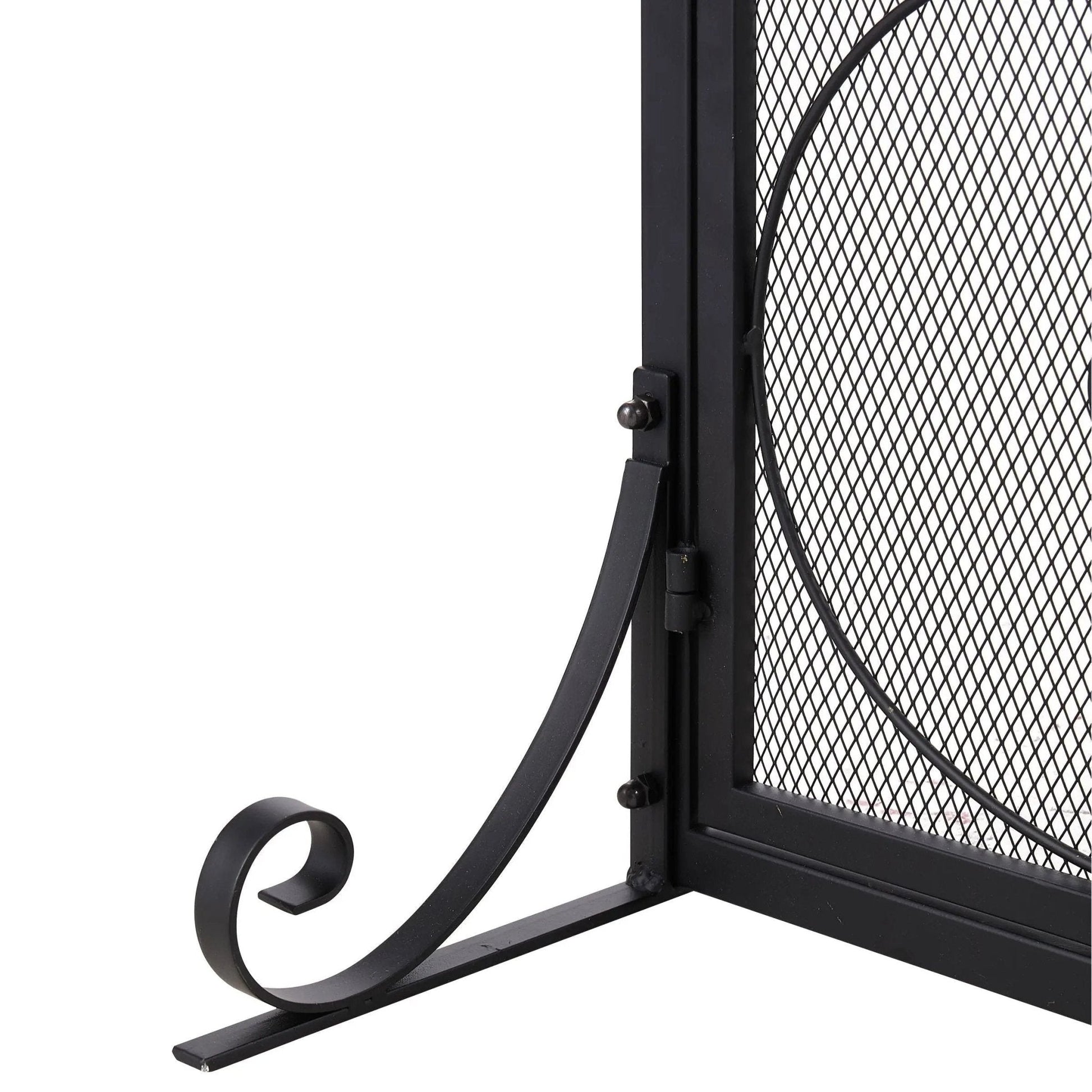 Smallbee Iron Fireplace Screen Black Powder - Coated – 89x25x71.5cm - House Comfort