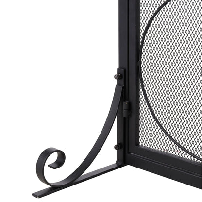 Smallbee Iron Fireplace Screen Black Powder - Coated – 89x25x71.5cm - House Comfort