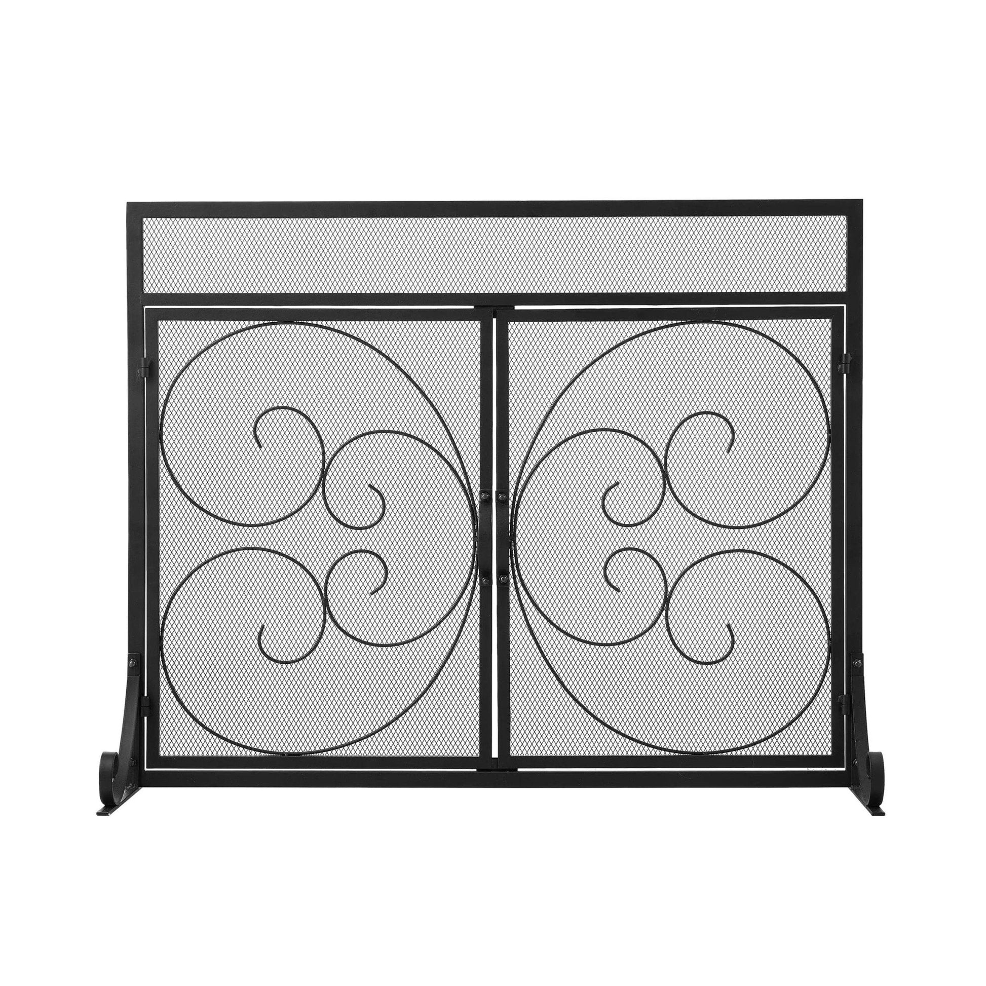 Smallbee Iron Fireplace Screen Black Powder - Coated – 89x25x71.5cm - House Comfort