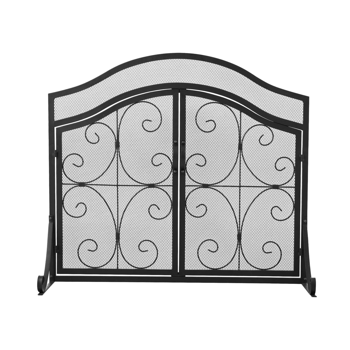 Smallbee Iron Fireplace Screen Black Powder - Coated – 90x32x78.8cm - House Comfort