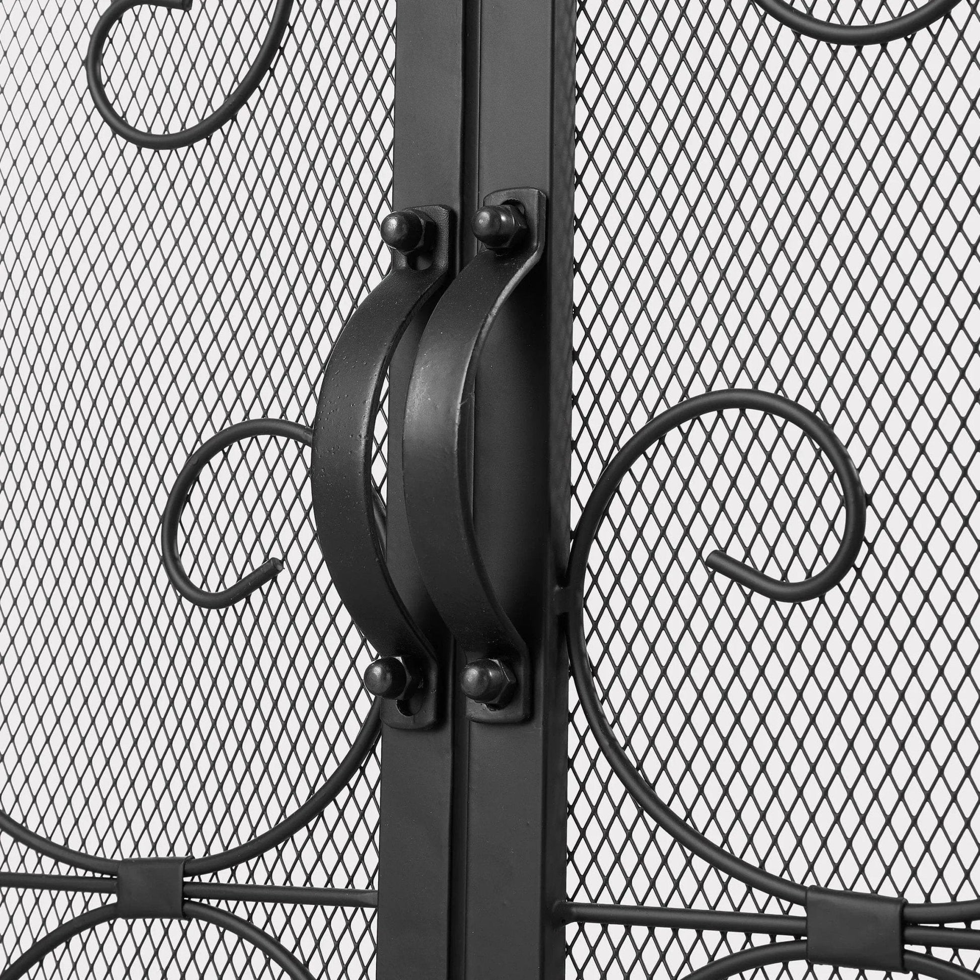 Smallbee Iron Fireplace Screen Black Powder - Coated – 90x32x78.8cm - House Comfort