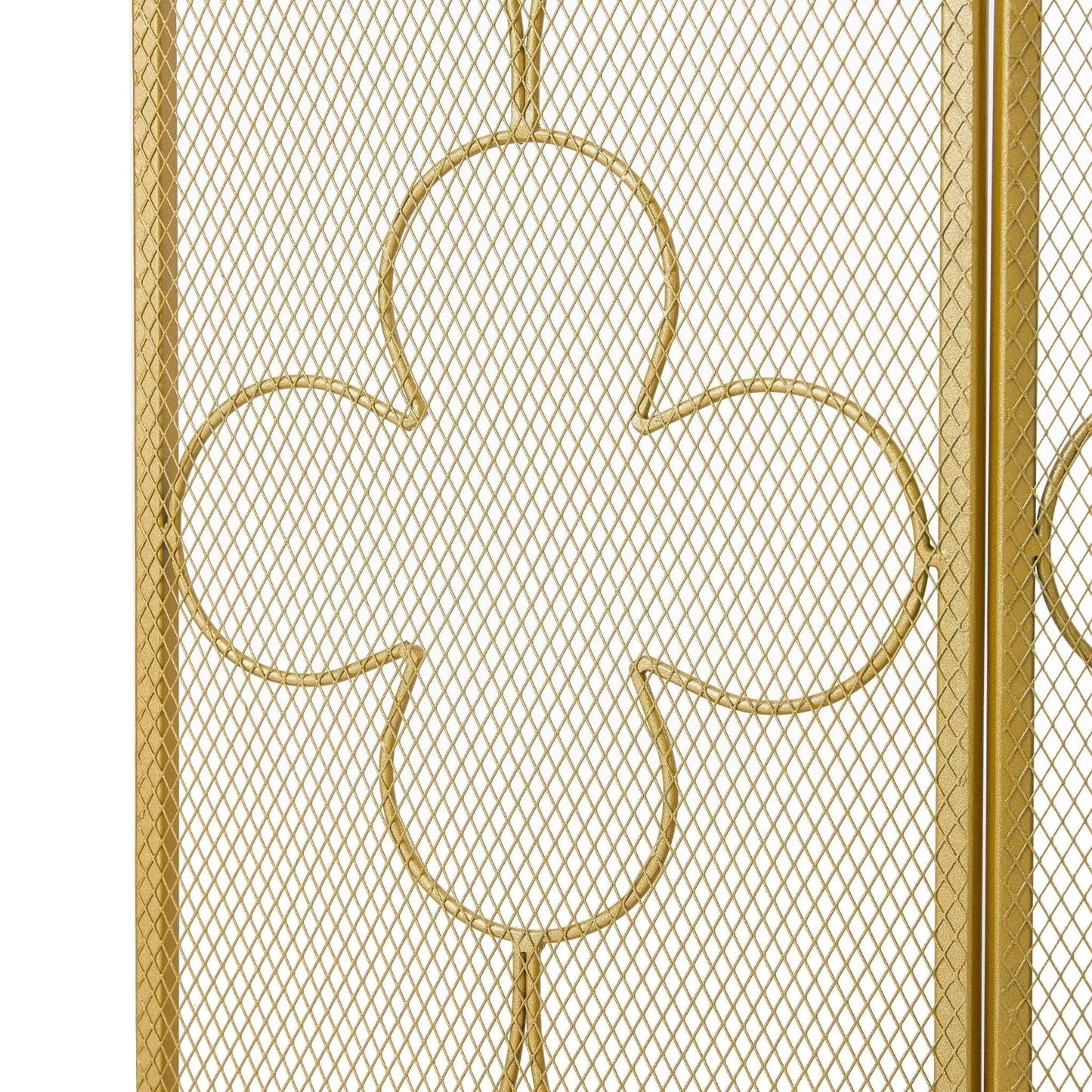 Smallbee Iron Fireplace Screen Gold Powder - Coated – 122x2.3x77.5cm - House Comfort