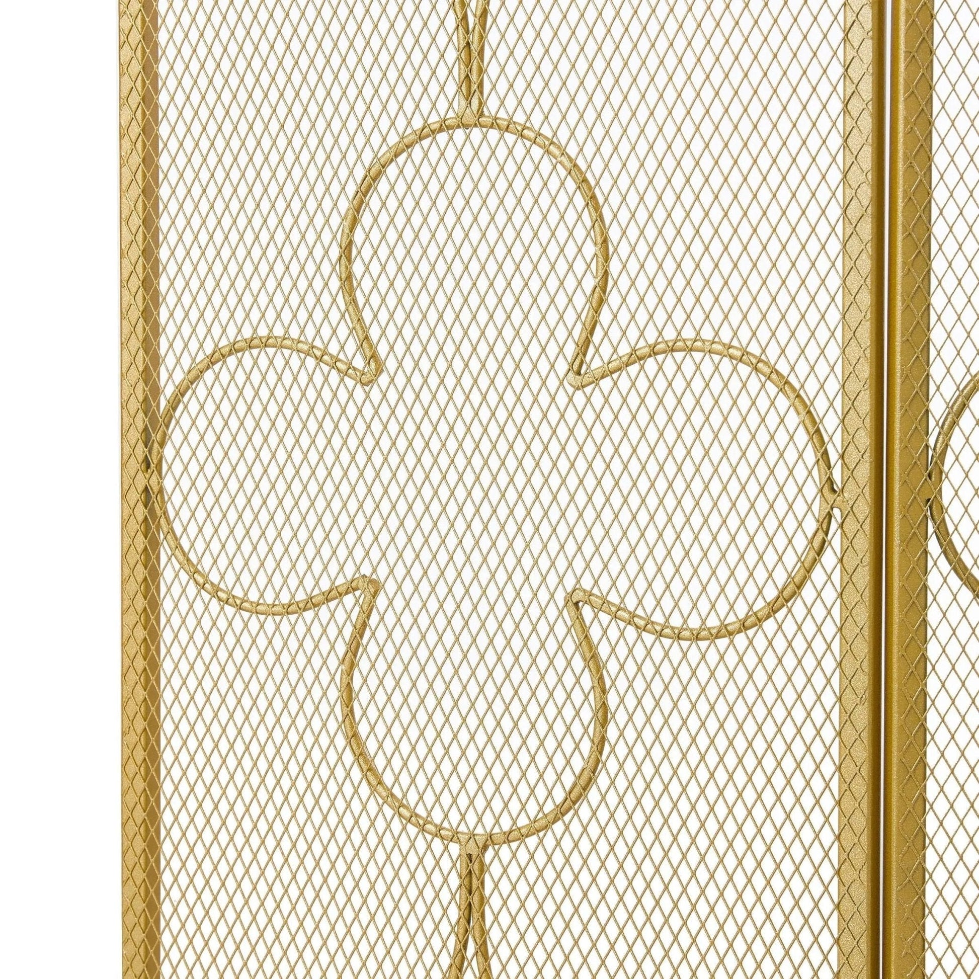 Smallbee Iron Fireplace Screen Gold Powder - Coated – 122x2.3x77.5cm - House Comfort