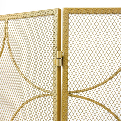 Smallbee Iron Fireplace Screen Gold Powder - Coated – 122x2.3x77.5cm - House Comfort