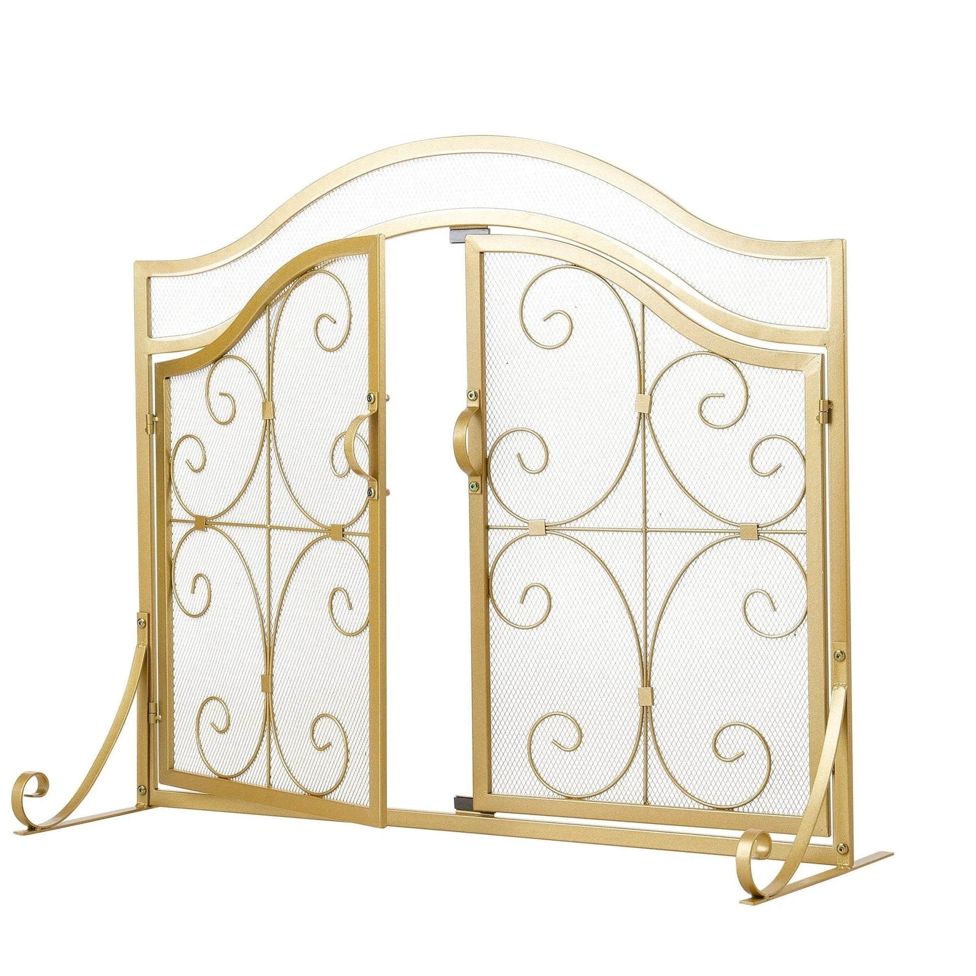 Smallbee Iron Fireplace Screen Gold Powder - Coated – 90x32x78.8cm - House Comfort