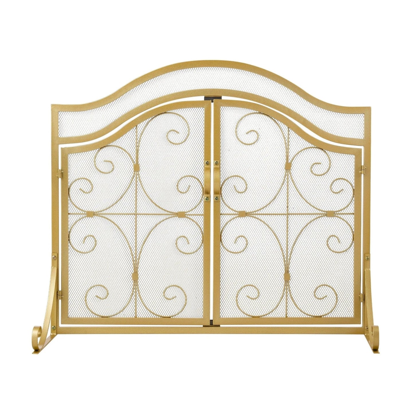 Smallbee Iron Fireplace Screen Gold Powder - Coated – 90x32x78.8cm - House Comfort