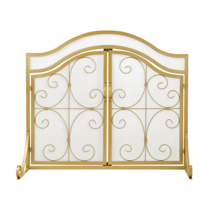 Smallbee Iron Fireplace Screen Gold Powder - Coated – 90x32x78.8cm - House Comfort