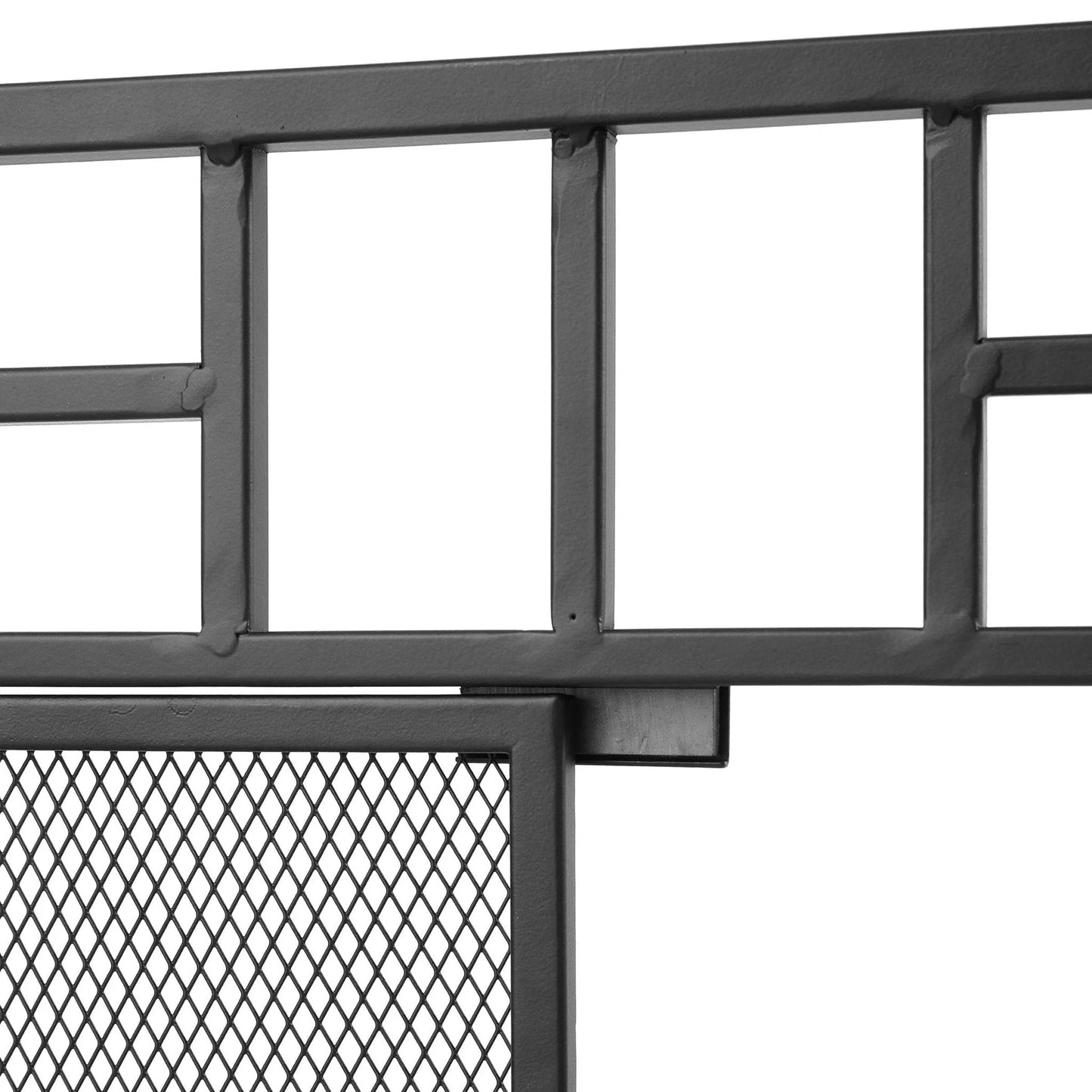 Smallbee Iron Fireplace Screen with 4 - Piece Tool Set - Black Powder - Coated 122x1.3x80cm - House Comfort