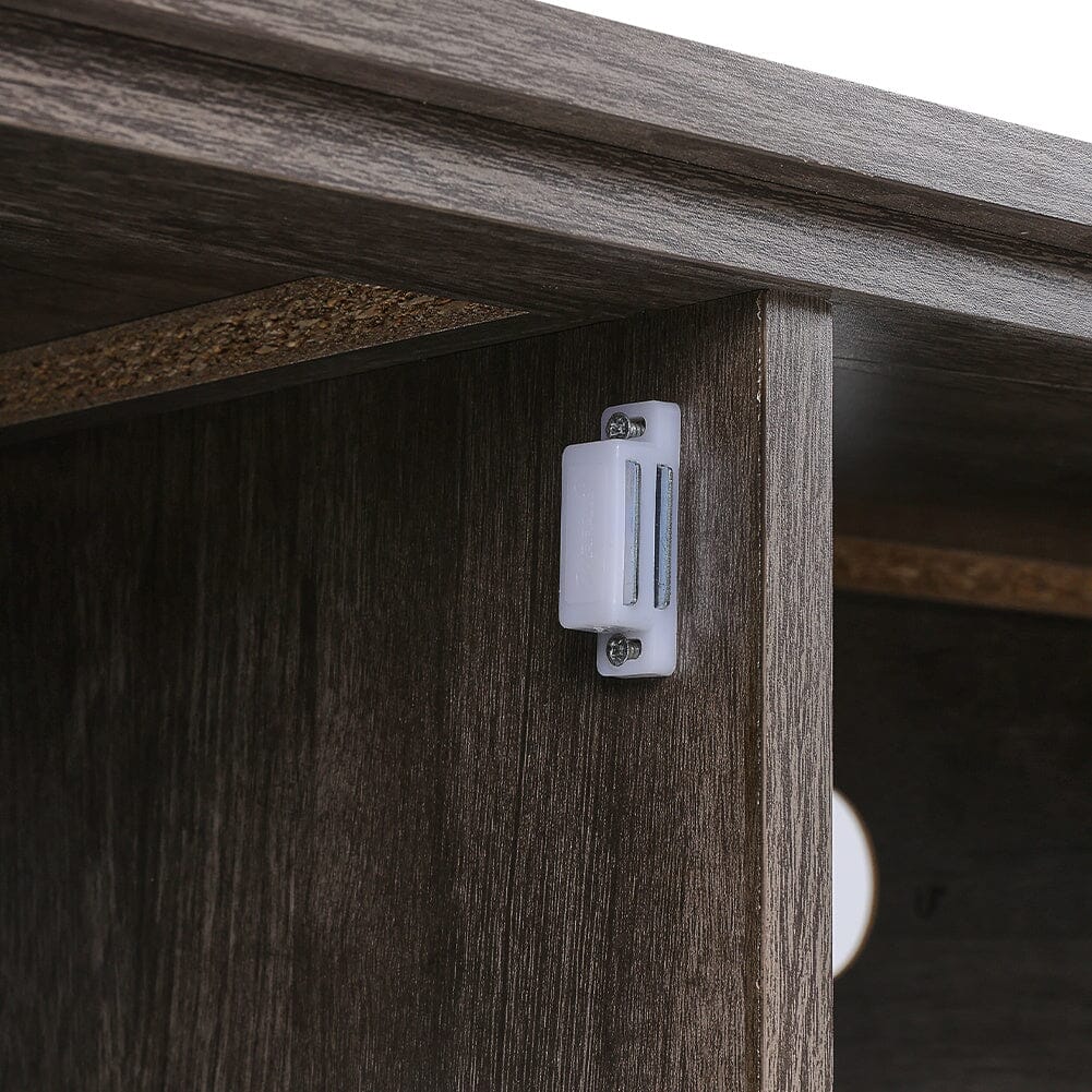 Smallbee Panoramic Glass Fireplace TV Stand with Storage Cabinets, Customizable Flames & Remote Control - House Comfort