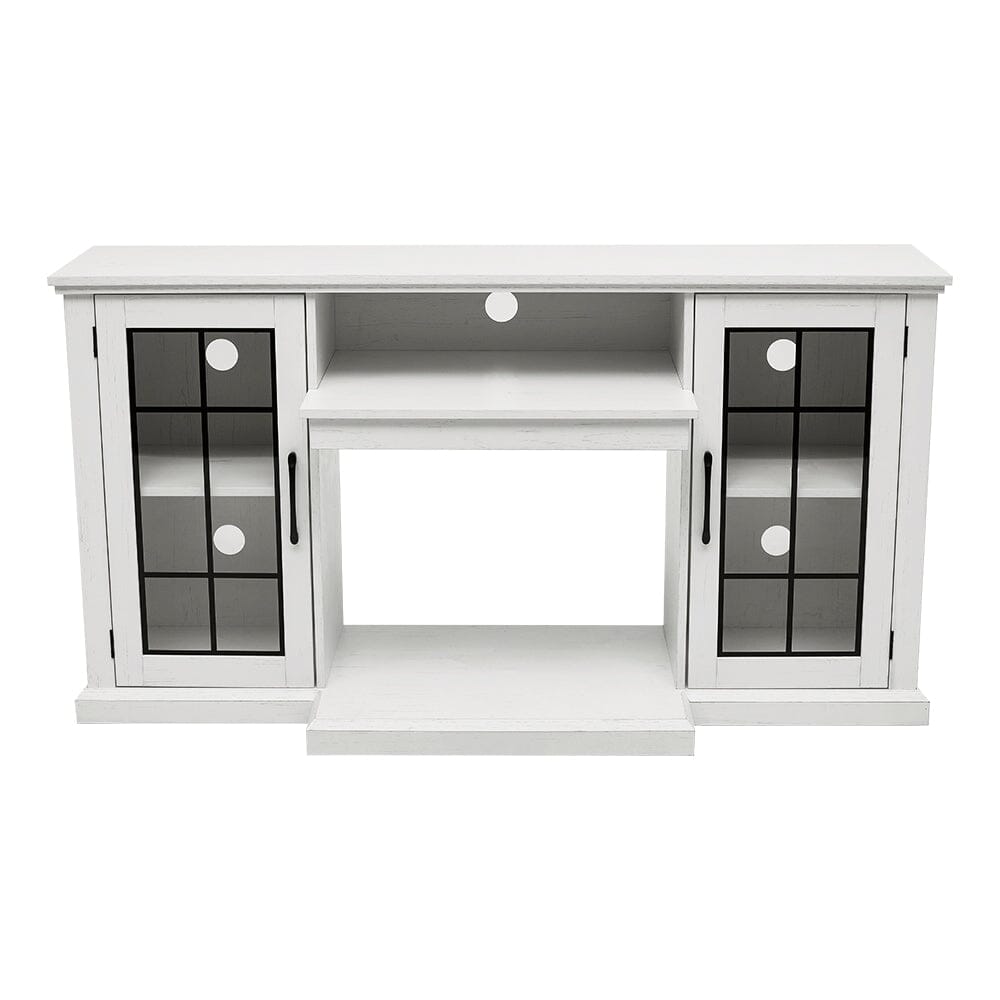 Smallbee Panoramic Glass Fireplace TV Stand with Storage Cabinets, Customizable Flames & Remote Control - House Comfort