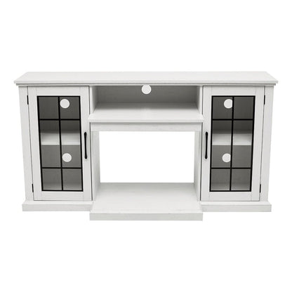 Smallbee Panoramic Glass Fireplace TV Stand with Storage Cabinets, Customizable Flames & Remote Control - House Comfort