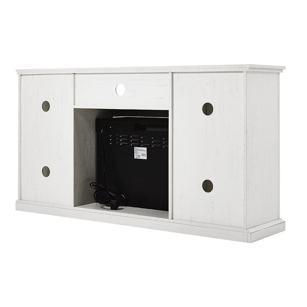 Smallbee Panoramic Glass Fireplace TV Stand with Storage Cabinets, Customizable Flames & Remote Control - House Comfort