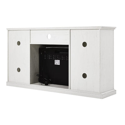 Smallbee Panoramic Glass Fireplace TV Stand with Storage Cabinets, Customizable Flames & Remote Control - House Comfort