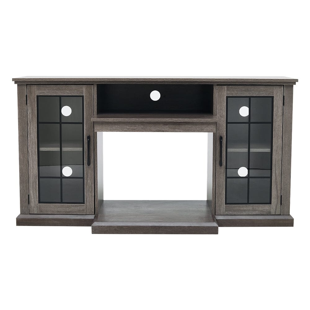 Smallbee Panoramic Glass Fireplace TV Stand with Storage Cabinets, Customizable Flames & Remote Control - House Comfort
