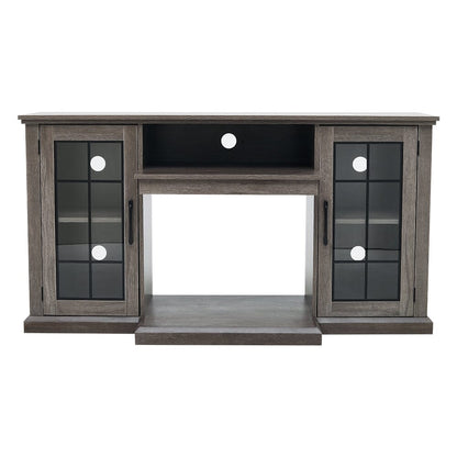 Smallbee Panoramic Glass Fireplace TV Stand with Storage Cabinets, Customizable Flames & Remote Control - House Comfort