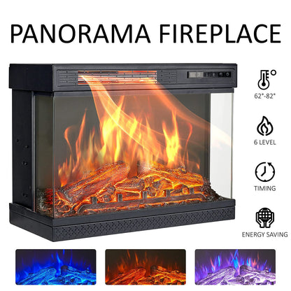 Smallbee Panoramic Glass Fireplace TV Stand with Storage Cabinets, Customizable Flames & Remote Control - House Comfort