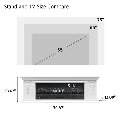 Smallbee Sophisticated White Freestanding Fireplace Mantel TV Stand with Electric Insert secondary