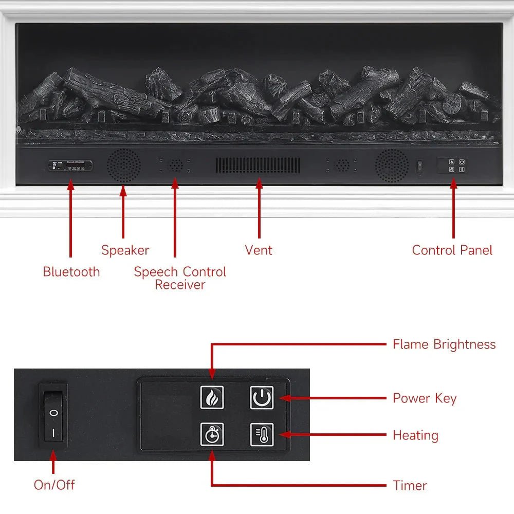 Smallbee Sophisticated White Freestanding Fireplace Mantel TV Stand with Electric Insert - House Comfort