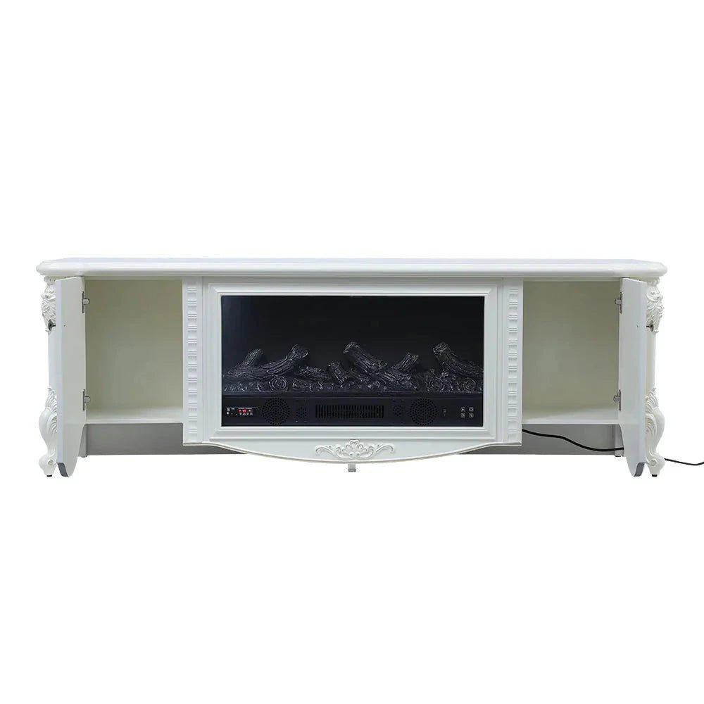 Smallbee Sophisticated White Freestanding Fireplace Mantel TV Stand with Electric Insert - House Comfort
