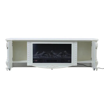 Smallbee Sophisticated White Freestanding Fireplace Mantel TV Stand with Electric Insert - House Comfort