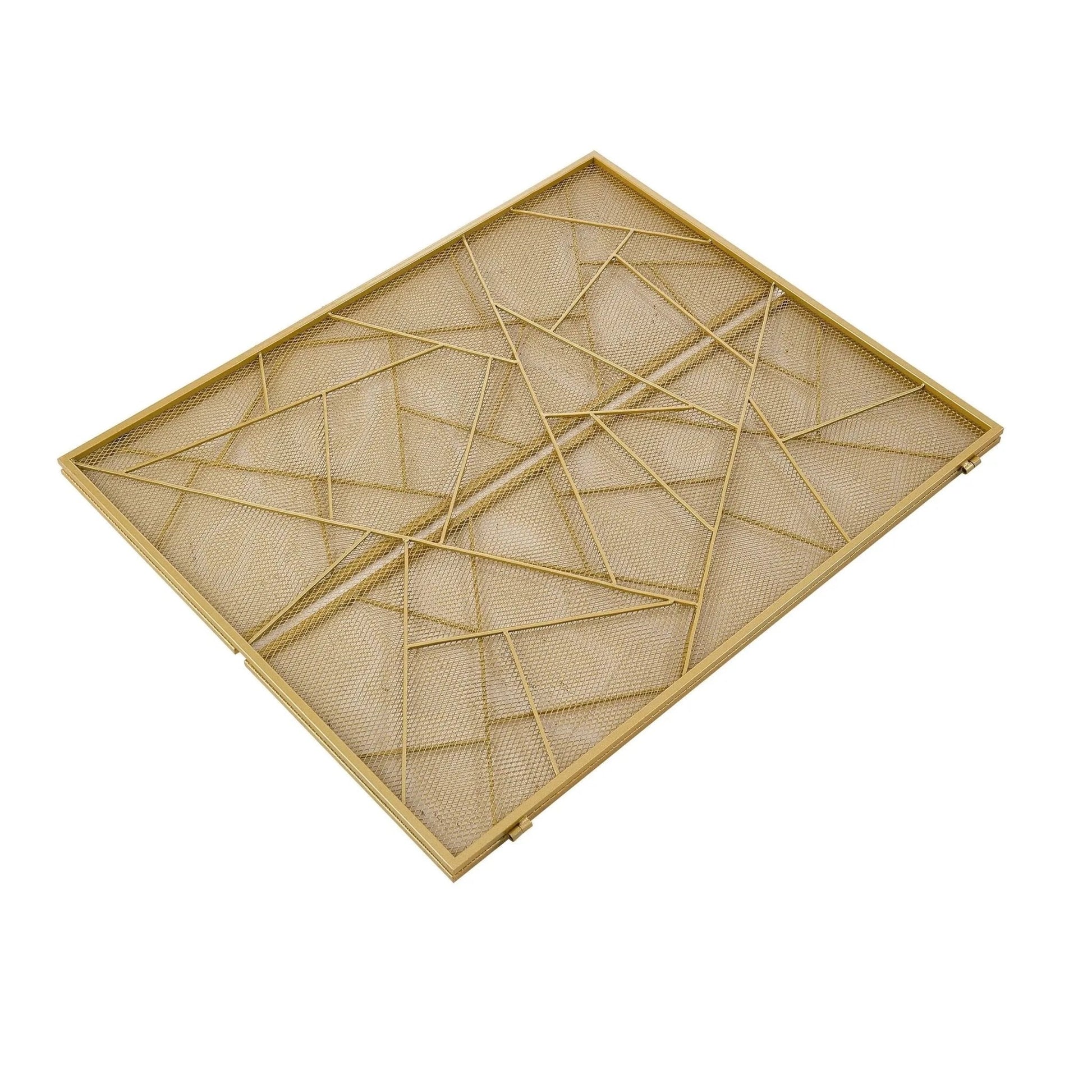 Smallbee Triple - Fold Iron Fireplace Screen Gold Frame – 132x1x80cm - House Comfort