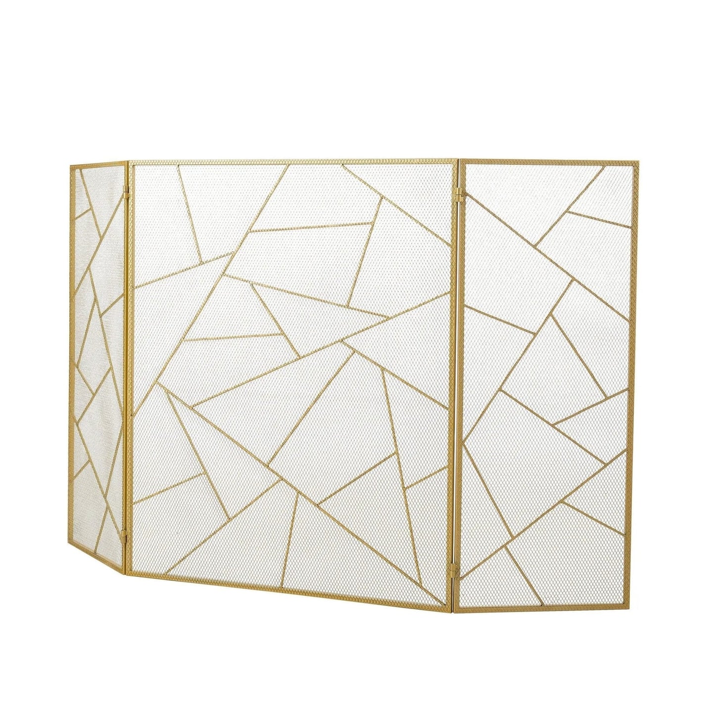 Smallbee Triple - Fold Iron Fireplace Screen Gold Frame – 132x1x80cm - House Comfort