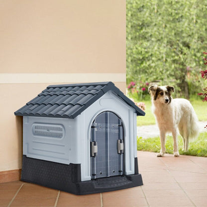 Small/Medium Weatherproof Comfortable Dog House Kennel with Skylight and Door - House Comfort