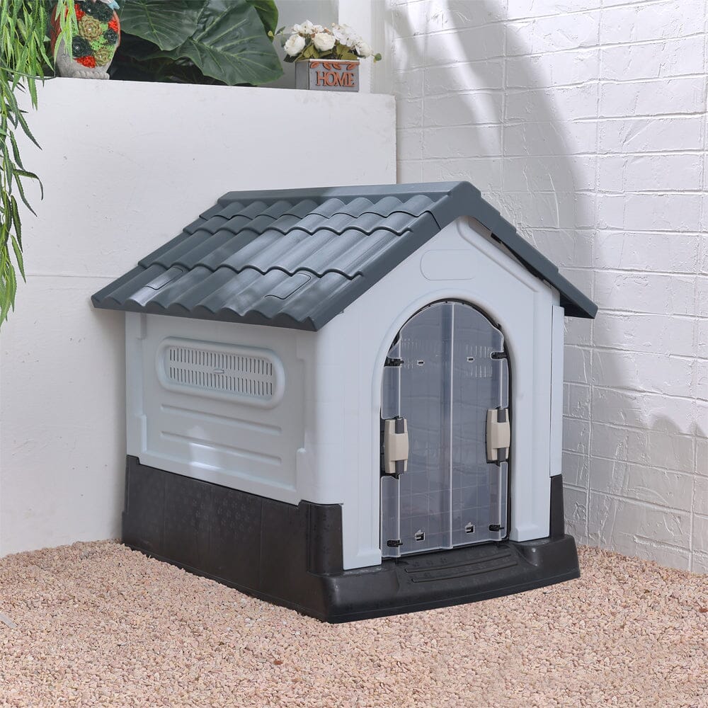 Small/Medium Weatherproof Comfortable Dog House Kennel with Skylight and Door - House Comfort