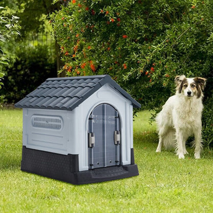 Small/Medium Weatherproof Comfortable Dog House Kennel with Skylight and Door - House Comfort