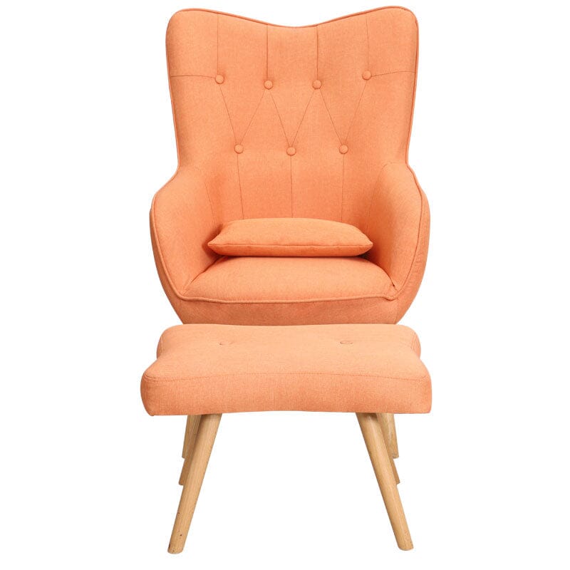 Soft Linen Wingback Lounge Chair and Footstool - House Comfort