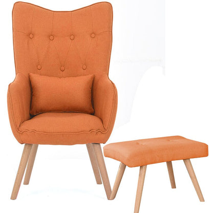 Soft Linen Wingback Lounge Chair and Footstool - House Comfort