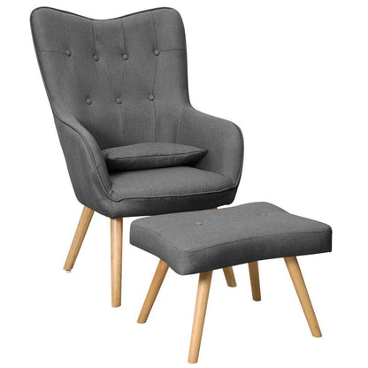 Soft Linen Wingback Lounge Chair and Footstool - House Comfort