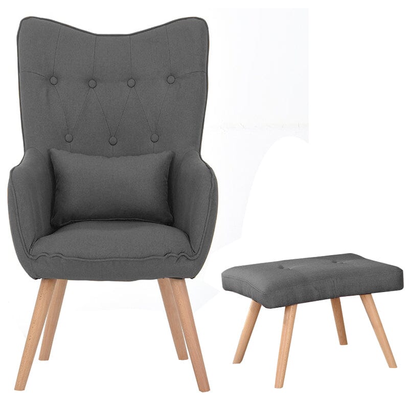 Soft Linen Wingback Lounge Chair and Footstool - House Comfort