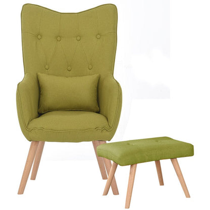 Soft Linen Wingback Lounge Chair and Footstool - House Comfort