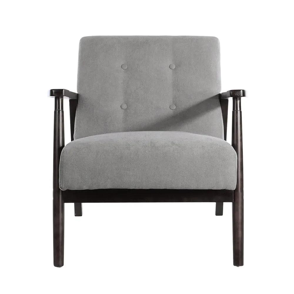 Solid Wooden Frame Upholstered Tufted Armchair - House Comfort