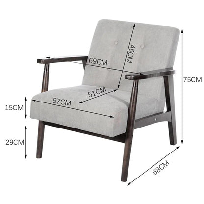 Solid Wooden Frame Upholstered Tufted Armchair - House Comfort