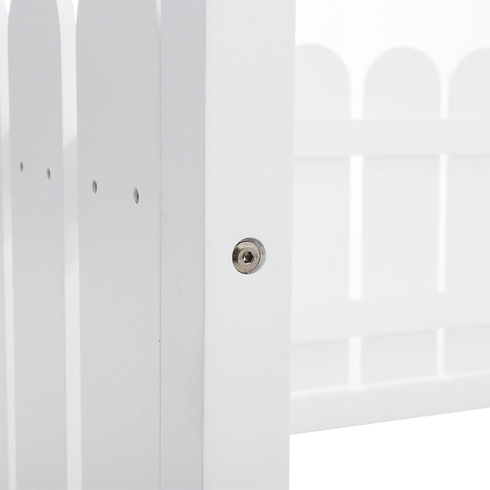 Solid Wooden House Bed Frame Low Toddler Bed with Fence and Roof - House Comfort