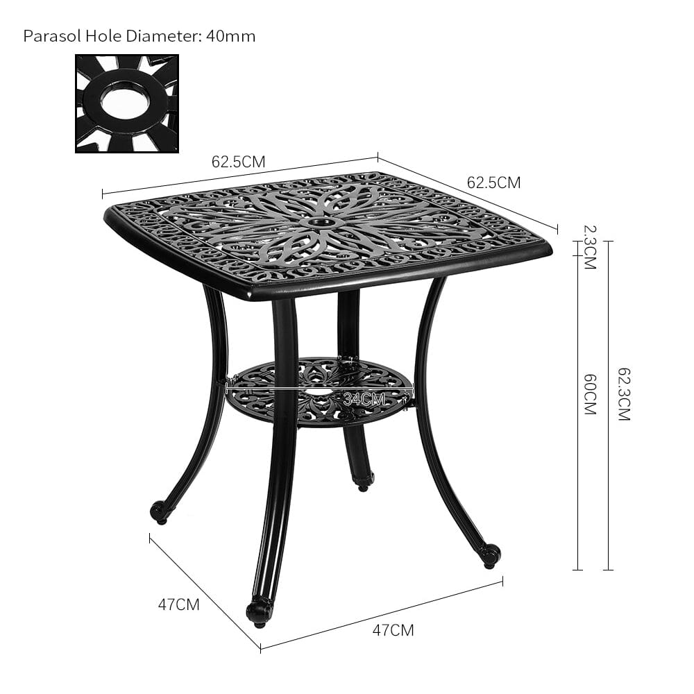 Square Cast Aluminium Outdoor Bistro Table Black - House Comfort