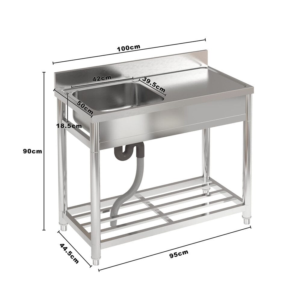 Stainless Steel One Compartment Commercial Sink with Right Drainboard - House Comfort