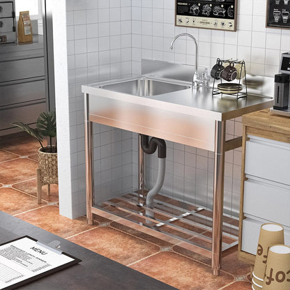 Stainless Steel One Compartment Commercial Sink with Right Drainboard - House Comfort